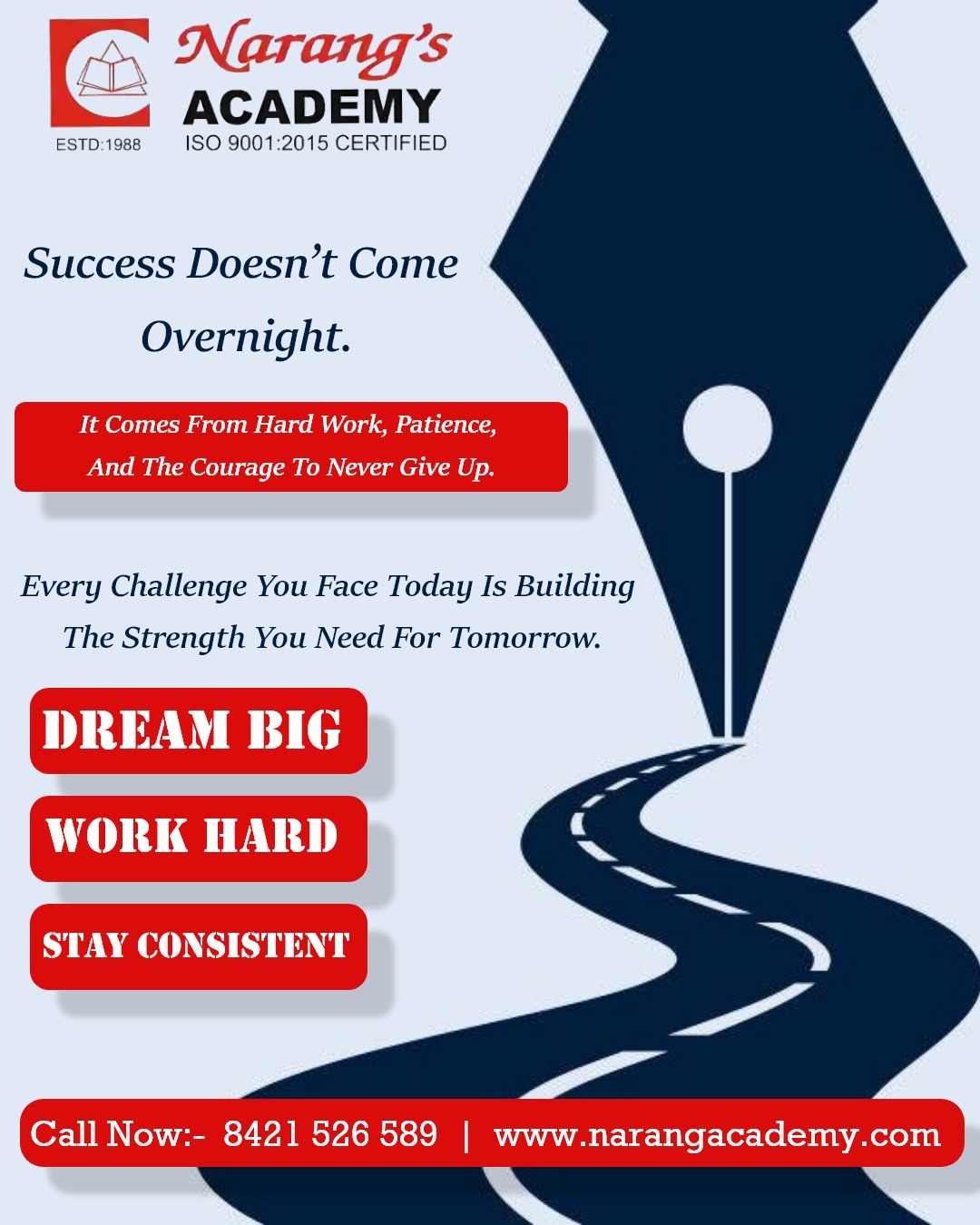 Success is not built in a day — it is created through hard work, patience, and consistency. 💡