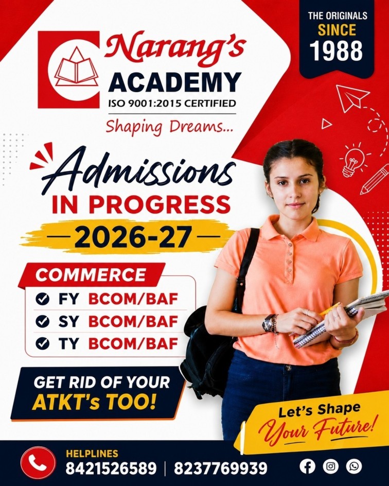 Admissions for 2026–27 are now open at Narang's Academy!